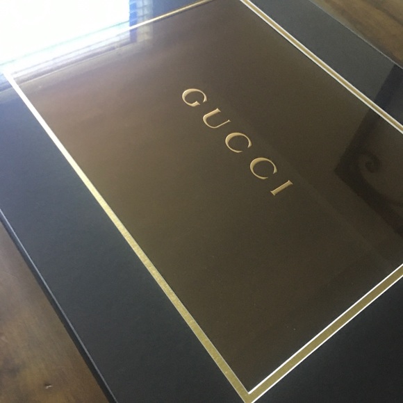 16x20 classic Gucci double gold and black matting framed authentic bag art - Picture 2 of 3